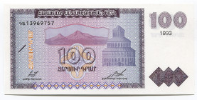 Armenia 100 Dram 1993
P# 36a; # 13969757; Armenian Republic Bank; UNC
