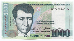 Armenia 1000 Dram 2001 (2002)
P# 50b; # 52483443; Central Bank of the Republic of Armenia; UNC