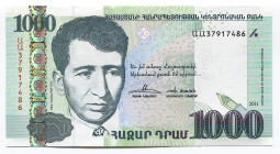 Armenia 1000 Dram 2011
P# 55a; # 37917486; Central Bank of the Republic of Armenia; UNC