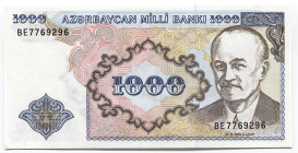 Azerbaijan 1000 Manat 1993 (ND)
P# 20b; # BE 7769296; UNC