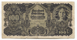 Austria 100 Schillings 1945
P# 119; # 1211 60642; VF