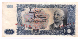 Austria 1000 Shillings 1954 Specimen
P# 135; Restored; VF