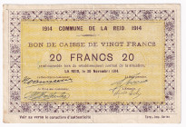 Belgium Commune De La Reid 20 Francs 1914
# 16232; VF