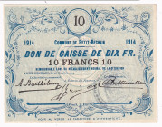 Belgium Commune De Petit-Rechain 10 Francs 1914
# P5212R; VF