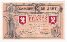 Belgium Commune De Sart 2 Francs 1915
# 37857; UNC