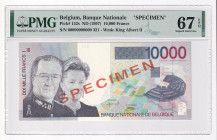 Belgium 10000 Francs 1997 PMG 67 Specimen
P# 152s; # 00000000000
