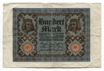 Germany - Weimar Republic 100 Mark 1920 Reichsbanknote
P# 69a; # O 1519393; VF