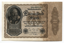 Germany - Weimar Republic 1000 Mark 1922
P# 82a; # 23B 001167; AUNC