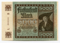 Germany - Weimar Republic 5000 Mark 1922
P# 81c; # L664846B; AUNC