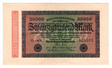 Germany - Weimar Republic 20000 Mark 1923
P# 85a; UNC-