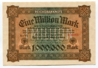 Germany - Weimar Republic 1000000 Mark 1923
P# 86a; # A-VL170905; AUNC
