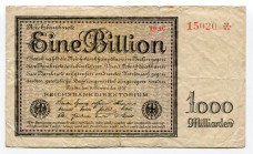 Germany - Weimar Republic 1 Billion Mark 1923
P# 134; # 15020; VF-
