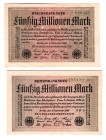 Germany - Weimar Republic 50 Million Mark 1923 2 Pieces
P# 109bc; UNC