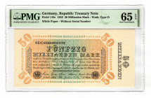 Germany - Weimar Republic 50 Milliard Mark 1923 PMG 65 EPQ
P# 119c; UNC