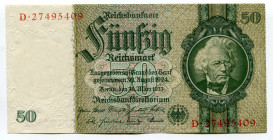 Germany - Weimar Republic 50 Reichsmark 1933
P# 182a; # D27495409; XF+
