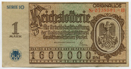 Germany - Third Reich Lottery Ticket 1 Reichsmark 1937
# 0738591 B; VF-XF