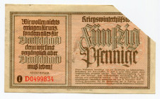 Germany - Third Reich Winterhilfswerk 50 Pfennige 1939 - 1940 (ND) Cancelled note
Gutowski WHW-1; # D0499834; AUNC