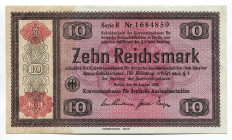 Germany - Third Reich 10 Reichsmark 1934
P# 208; # E1684859; Staplers holes; AUNC