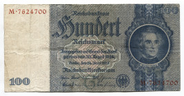 Germany - Third Reich 100 Reichsmark 1935
P# 183a; # M 7624700; VF