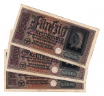 Germany - Third Reich 50 Reichsmark 1940 - 1945 3 Pieces
P# R140; VF-XF