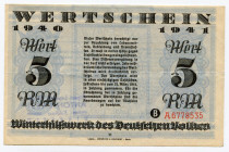 Germany - Third Reich Winterhilfswerk 5 Reichsmark 1941 - 1942 (ND)
Gutowski WHW-28; # A6778535; XF