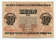 Germany - Third Reich Winterhilfswerk 10 Reichsmark 1943 - 1944 (ND)
Gutowski WHW-42; # H88804; UNC