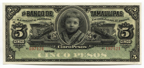 Mexico 5 Pesos 1902 - 1914 Tamaulipas
P# S429r; UNC