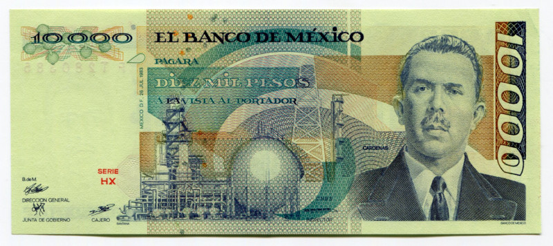 Mexico 10000 Pesos 1983
P# 84b; # 280385; UNC
