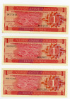 Netherlands Antilles 3 x 1 Gulden 1970
P# 20; UNC
