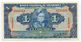 Nicaragua 1 Cordoba 1951
P# 91b; # 3537541; VF