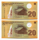 Nicaragua 2 x 20 Cordobas 2007
Polymer; UNC