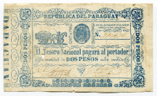 Paraguay 2 Pesos 1865
P# 22; # 214676; VF