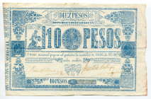 Paraguay 10 Pesos 1865
P# 26; # 22142; VF