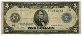 United States 5 Dollars 1914
P# 359b; # 70851026; F
