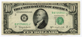 United States 10 Dollars 1950 D
P# 439d; # B 87258821 J; Federal Reserve Note - Small Size; XF-