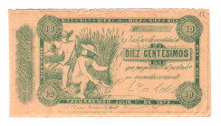 Uruguay 10 Centesimos 1872
P# NL; XF