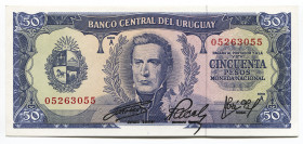 Uruguay 50 Pesos 1967
P# 46a; # A05263055; UNC