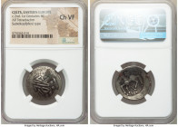 EASTERN EUROPE. Imitating Philip II of Macedon. Ca. 2nd-1st centuries BC. AR tetradrachm (24mm, 11h). NGC Choice VF. Sattelkopfpferd type. Mint in the...