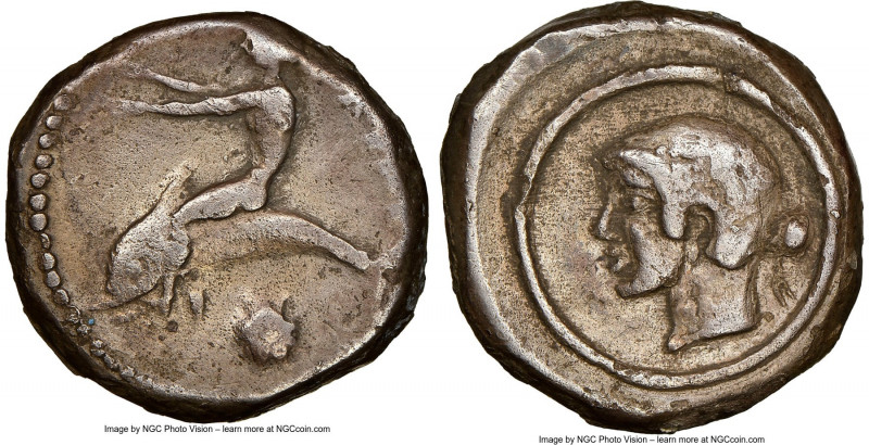 CALABRIA. Tarentum. Ca. 480-450 BC. AR didrachm (18mm, 7.61 gm, 9h). NGC VF 4/5 ...