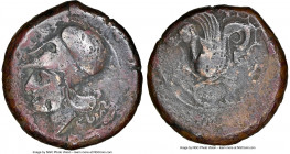 SICILY. Syracuse. Dionysius I (400-345 BC). AE hemilitron (22mm, 9.15 gm, 11h). NGC VF 4/5 - 2/5. Ca. 390 BC. ΣYPA, head of Athena left, wearing wreat...