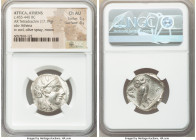 ATTICA. Athens. Ca. 455-440 BC. AR tetradrachm (24mm, 17.19 gm, 11h). NGC Choice AU 5/5 - 4/5. Early transitional issue. Head of Athena right, wearing...