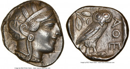 ATTICA. Athens. Ca. 440-404 BC. AR tetradrachm (25mm, 17.16 gm, 9h). NGC Choice AU 5/5 - 4/5. Mid-mass coinage issue. Head of Athena right, wearing ea...