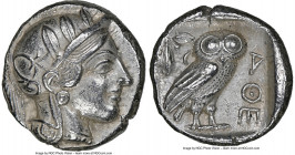 ATTICA. Athens. Ca. 440-404 BC. AR tetradrachm (24mm, 17.15 gm, 8h). NGC Choice AU 5/5 - 4/5. Mid-mass coinage issue. Head of Athena right, wearing ea...