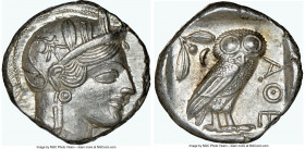 ATTICA. Athens. Ca. 440-404 BC. AR tetradrachm (24mm, 17.20 gm, 6h). NGC Choice AU 5/5 - 4/5. Mid-mass coinage issue. Head of Athena right, wearing ea...