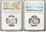 ATTICA. Athens. Ca. 440-404 BC. AR tetradrachm (25mm, 17.21 gm, 10h). NGC Choice AU 4/5 - 5/5. Mid-mass coinage issue. Head of Athena right, wearing e...