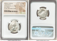 ATTICA. Athens. Ca. 440-404 BC. AR tetradrachm (25mm, 17.19 gm, 6h). NGC Choice AU 4/5 - 4/5. Mid-mass coinage issue. Head of Athena right, wearing ea...