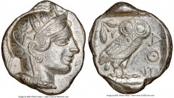 ATTICA. Athens. Ca. 440-404 BC. AR tetradrachm (26mm, 17.19 gm, 12h). NGC AU 5/5 - 4/5. Mid-mass coinage issue. Head of Athena right, wearing earring,...