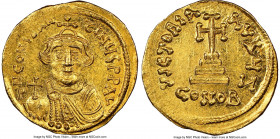 Constans II Pogonatus (AD 641-668). AV solidus (20mm, 4.36 gm, 5h). NGC MS 5/5 - 4/5, clipped. Constantinople, 7th officina. d N CONStAN-tINЧS PP AV, ...