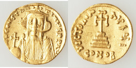 Constans II Pogonatus (AD 641-668). AV solidus (20mm, 4.29 gm, 6h). XF, graffiti, clipped. Constantinople, 6th officina, ca. AD 649/50-651/2. d N CONS...
