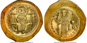 Constantine X Ducas (AD 1059-1067). AV histamenon nomisma (26mm, 4.35 gm, 6h). NGC MS 5/5 - 4/5. Constantinople. +IhS IXS RЄX-RЄSNANTIhm, Christ seate...